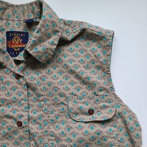Vintage Men's Sleeveless Western Shirt M Cotton Pocket Watch Buttonholes USA